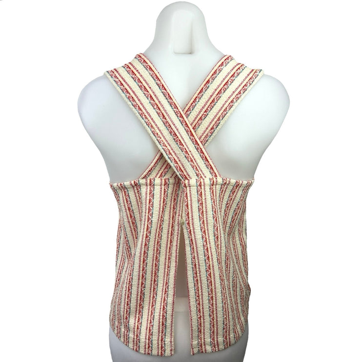 Madewell Multicolor Sleeveless Bouclé Knit Stripe Tweed Cross-Back Tank Top Sz S