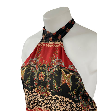 Free People Women's Multicolor Halter Sleeveless Scarf Print Maxi Dress Size L