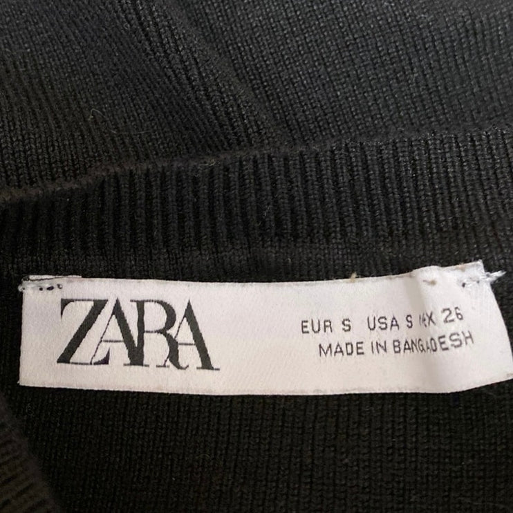 Zara Women's Black Sleeveless Crew Neck Cami Camisole Tank Crop Top Size S