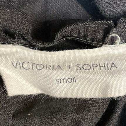 Victoria + Sophia Black Ruffle Sleeveless Tie Tiered Tank Cami Crop Top Size S
