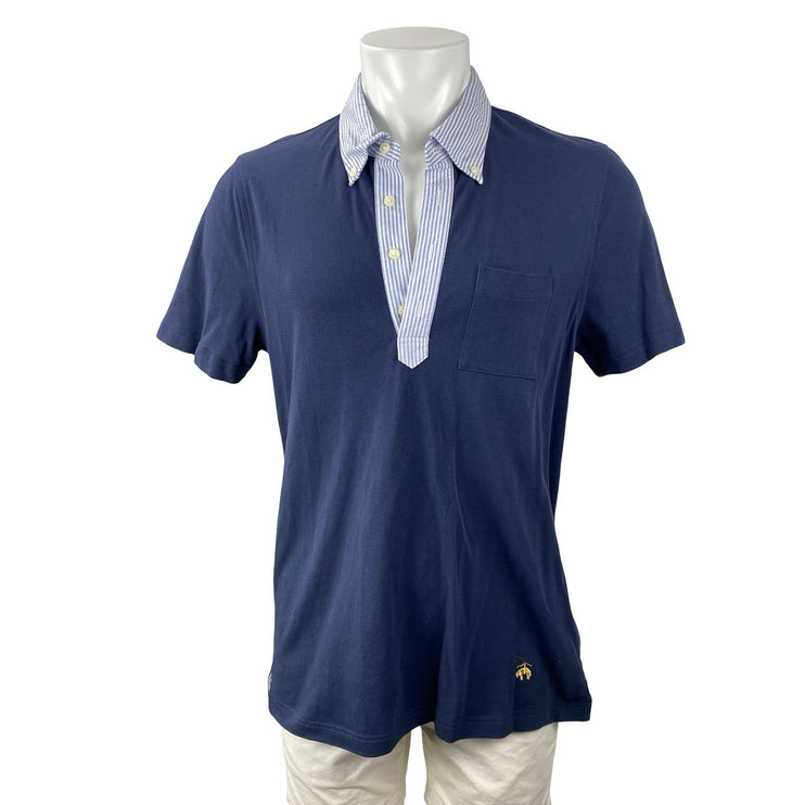 Brooks Brothers Vintage Oxford Men's Blue Collared Short Sleeve Polo Shirt Top L