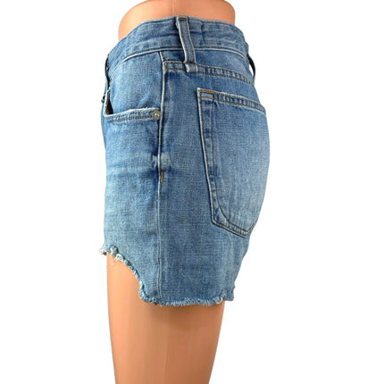 Rag & Bone Women's Blue Mid Rise Raw Hem Casual Denim Jean Shorts Size 25