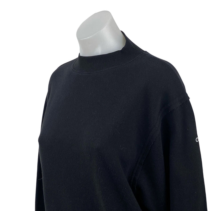 Alo Yoga Hazy Black Fleece Mock Neck Long Sleeve Sweater Sweatshirt Top Size XS