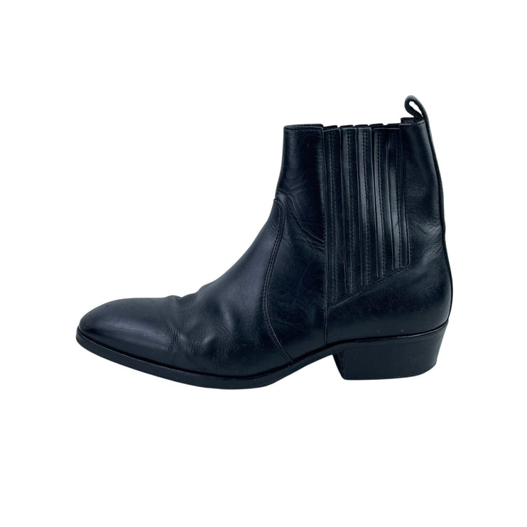 Allsaints Mens Black Leather Almond Toe Block Heel Slip On Ankle Boots 43 US 10