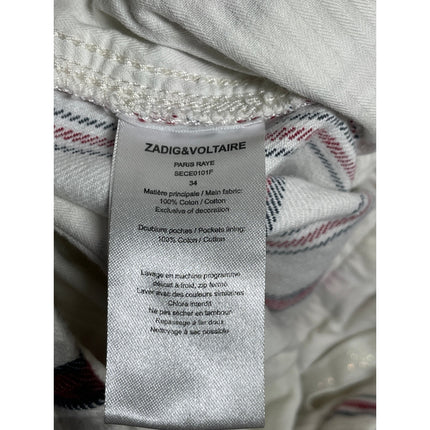 Zadig & Voltaire Womens White Red Striped Straight Leg Trousers Pants Size 6