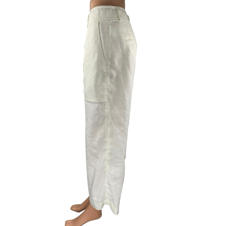 Club Monaco Women's White Linen High Waisted Wide Leg Palazzo Trousers Pants 34