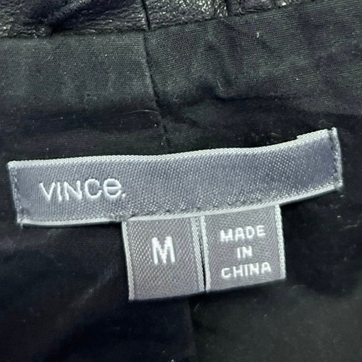 Vince Women's Black 100% Leather Long Sleeve Zip Up Motorcycle Jacket Size M