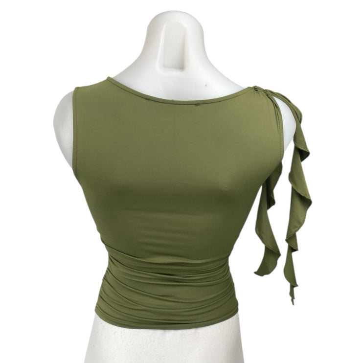 Lioness Green Sleeveless Fringe Boat Neck Cami Camisole Blouse Tank Top Size XXS