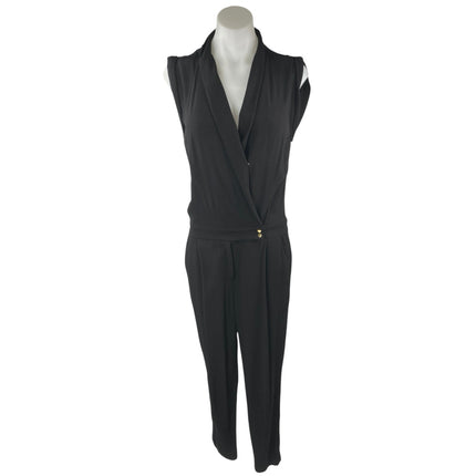 Anthropologie Elevenses Chanteuse Black Sleeveless Straight Leg Wrap Jumpsuit 4