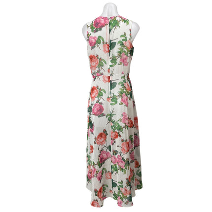 Calvin Klein Multicolor Sleeveless Floral V-neck Faux Wrap Hi-Low Maxi Dress M