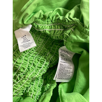 H&M Women's Green Flounced One Shoulder Crop Top Midi Flare A-Line Skirt Set 38