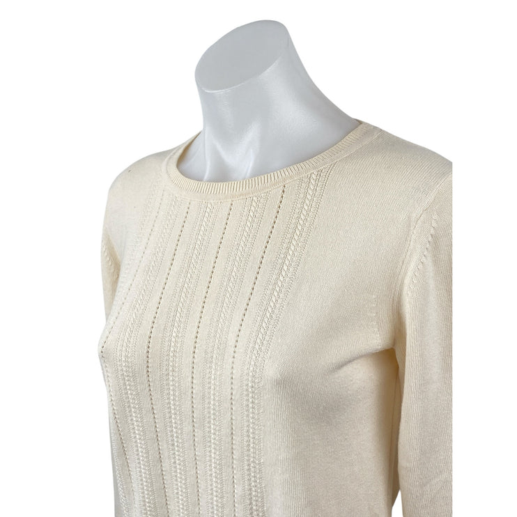 Banana Republic Women's Cream Long Sleeve Crew Neck Knit Sweater Top Size S