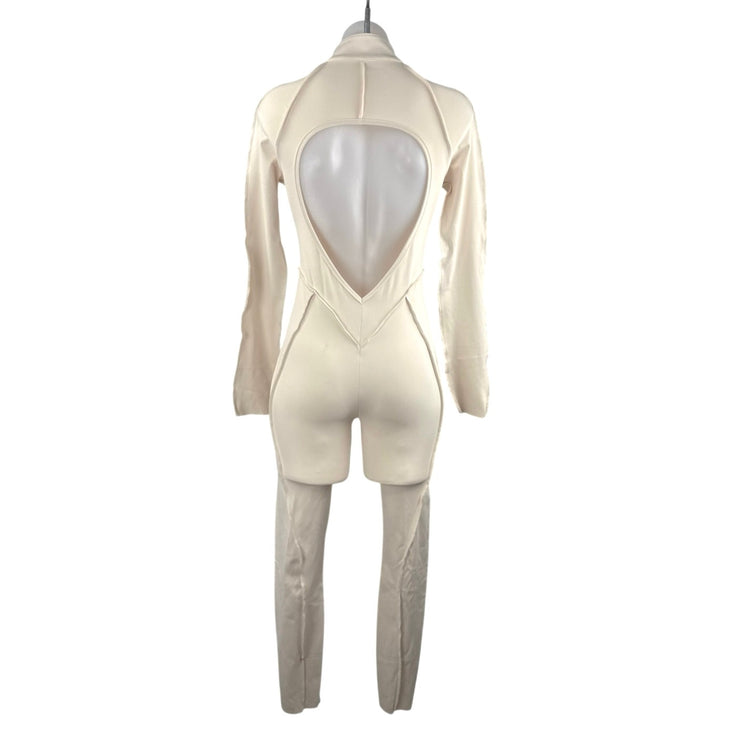 BTTRM BetterMe Ivory Athletic Activewear Sculpt Zip Up Catsuit Romper Jumpsuit M