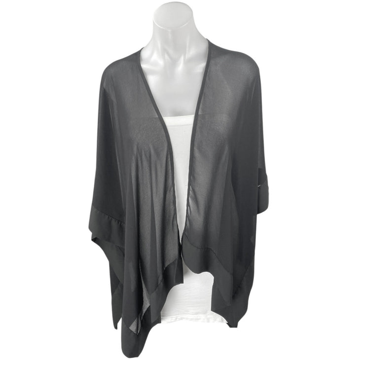 Karl Lagerfeld Black Mesh Sheer Kimono Open Cardigan Beach Cover Up Top OS