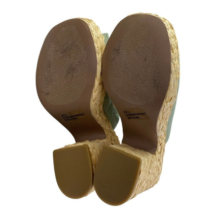 Lulus Ervyn Women's Mint Green Suede Raffia Platform Slip On Slide Sandals Sz 8