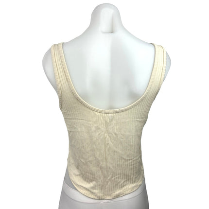 Beyond Yoga Cream Ribbed Knit Button Up Cardigan Tank Top 2 Piece Set Size S