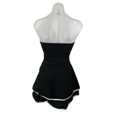 NEW PrettyLittleThing Black Strapless Sleeveless Ruffle Mini A-Line Tube Dress 0