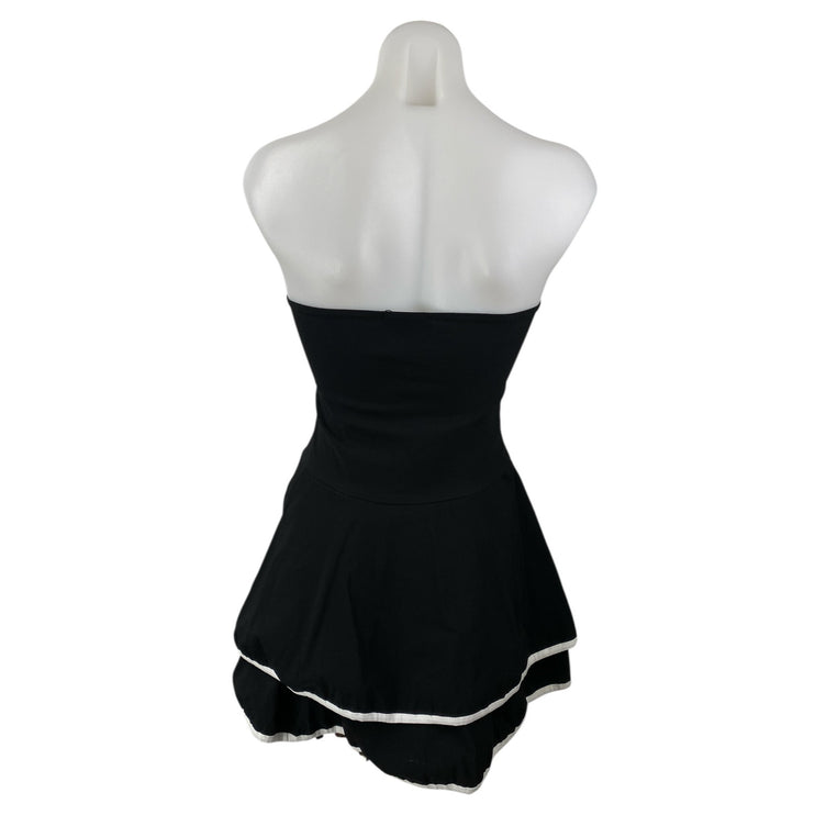 NEW PrettyLittleThing Black Strapless Sleeveless Ruffle Mini A-Line Tube Dress 0