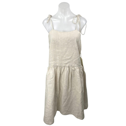 ElizaFaulkner Beige 100% Linen Sleeveless Cami Camisole Tank Mini Dress One Size