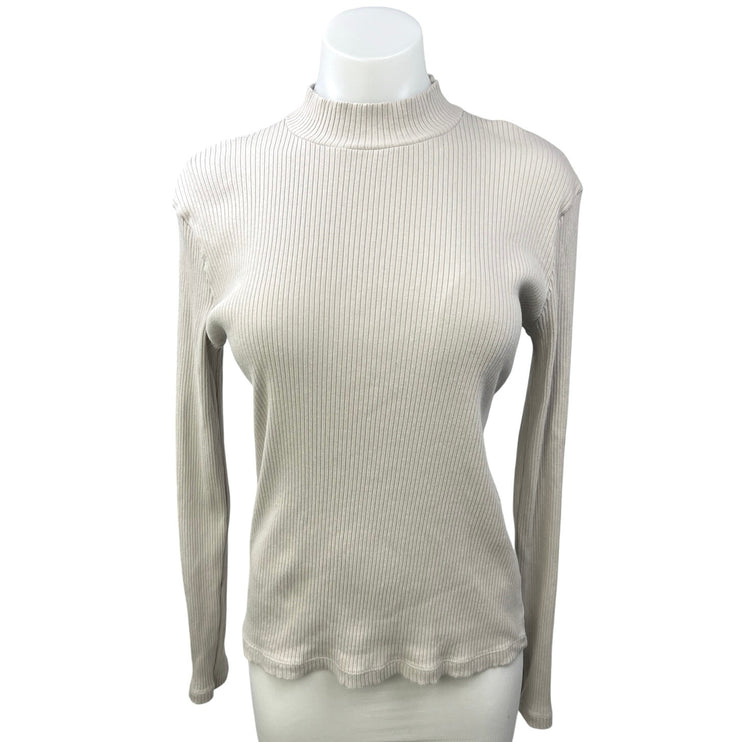 Uniqlo Light Gray Ribbed Knit High Neck Long Sleeve Pullover Sweater Top Size M