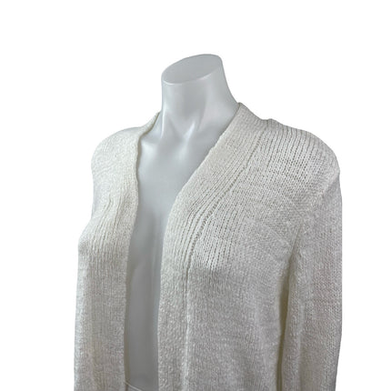 Cable & Gauge Women's White Knit Long Sleeve Open Cardigan Sweater Top Size M