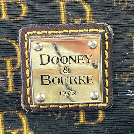 Dooney & Bourke Black Brown Monogram Coated Canvas Shoulder Tote Handbag OS