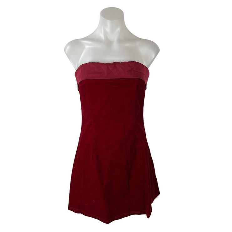 Commense Red Strapless Sleeveless Knit Tube Bandeau A Line Mini Dress Size S