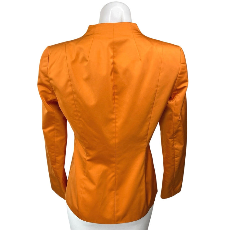 Lafayette 148 Women's Orange Long Sleeve One Button Wrap Blazer Coat Jacket Sz 2
