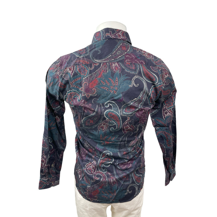 Ted Baker Men's Black Paisley Floral Long Sleeve Button Down Shirt Top Size S