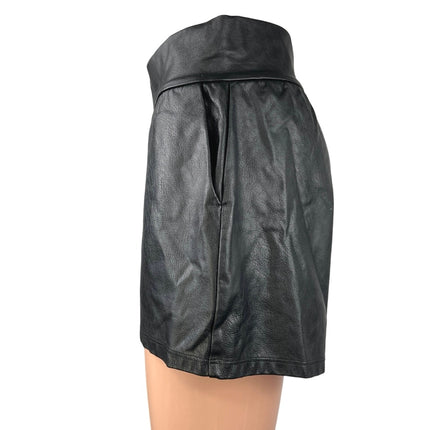 Commando Women's Black Faux Leather Vegan High Waisted Mini Shorts Size S