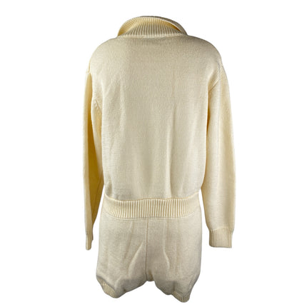 Zara Cream Wool Collared Long Sleeve Button Playsuit Sweater Jumpsuit Romper L