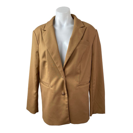 Forever 21 Women's Camel Tan Long Sleeve Peak Lapel Blazer Coat Jacket Size S