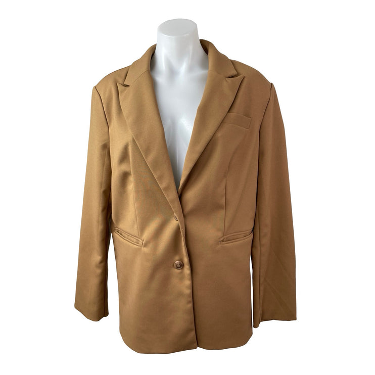 Forever 21 Women's Camel Tan Long Sleeve Peak Lapel Blazer Coat Jacket Size S