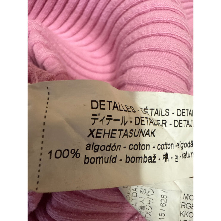 Zara Women's Pink Rib Knit Short Sleeve Sweetheart Neck Stretch Bodysuit Top M