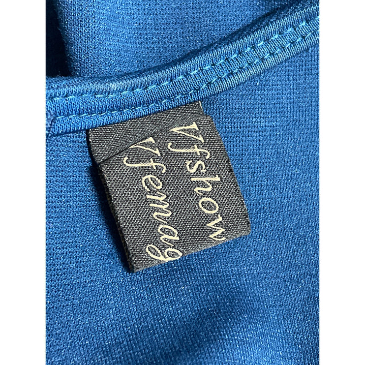 Vfshow Vfemage Blue Scoop Neck Quarter Sleeve Midi Pencil Bodycon Dress Size XS