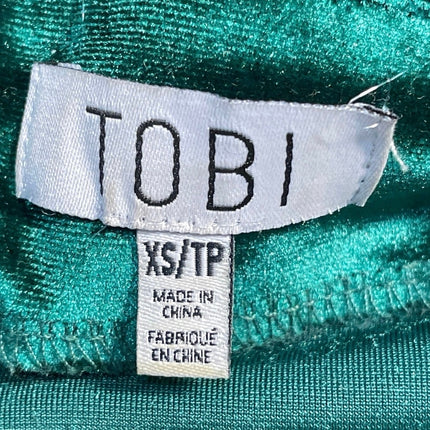 Tobi Green Velvet Velour Sleeveless V Neck Strappy Faux Wrap Maxi Dress Size XS
