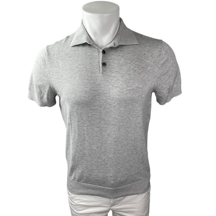 Suitsupply Men's Gray Silk Short Sleeve Golf Collared Polo Shirt Top Size M