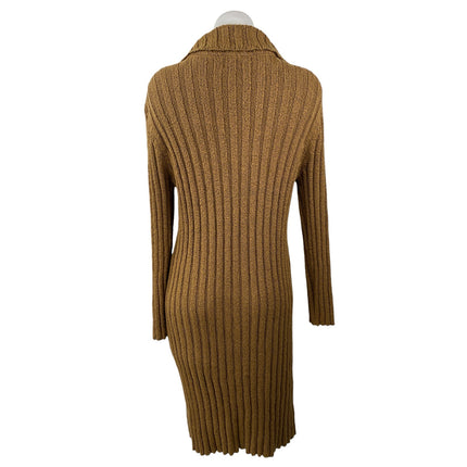 INC International Concept Brown Rib Knit Long Sleeve Button Down Sweater Dress S