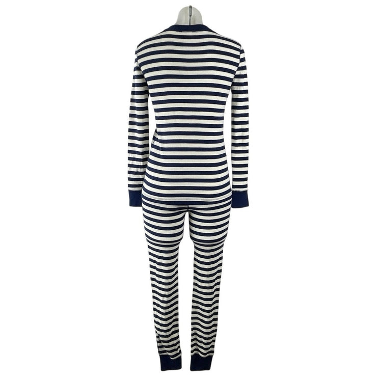 NEW J.Crew Waffle Henley Stripe Long Sleeve Leggings Pajama Sleepwear Set Sz XS