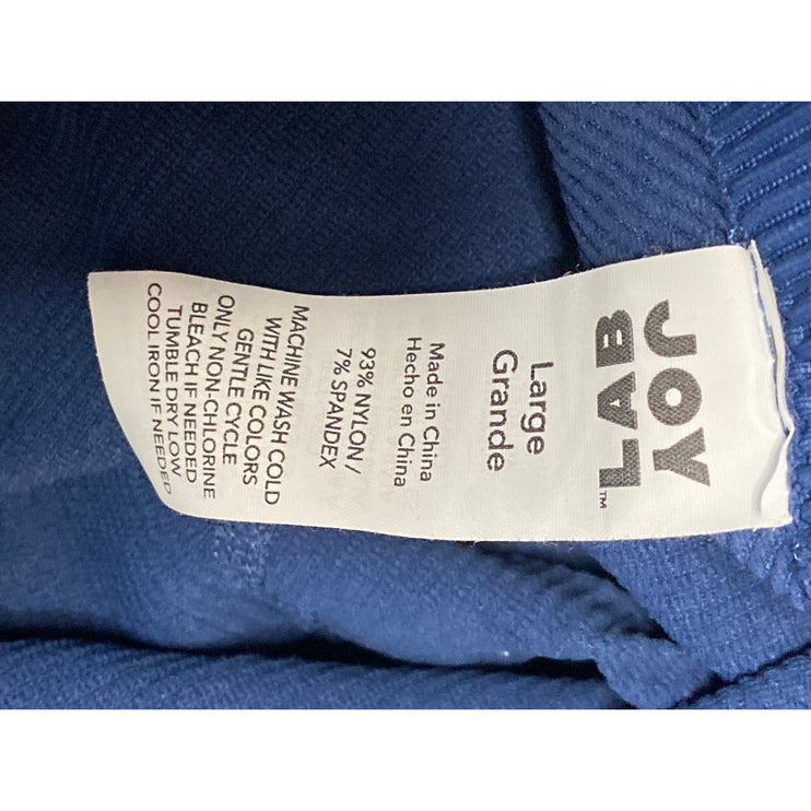 Joy Lab Womens Blue Ribbed Knit High Rise Yoga Running Athletic Leggings Pants L