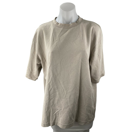 Uniqlo Airism Womens Beige Short Sleeve Crew Neck Basic Tee T-Shirt Top Size L