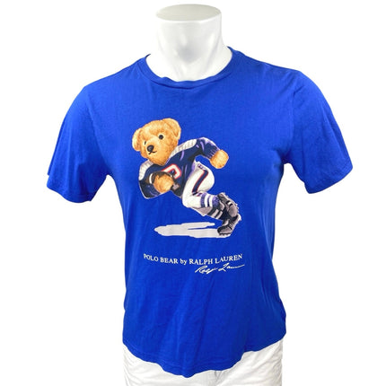 Ralph Lauren Polo Bear Blue Short Sleeve Crew Neck Graphic Tee T-Shirt Top Sz L
