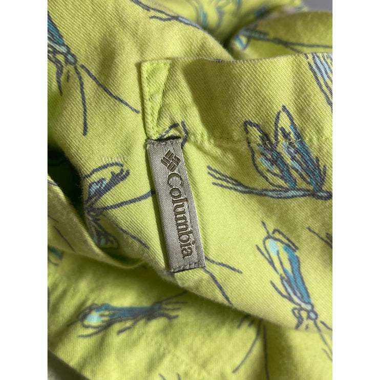 Columbia Men's Green Firefly Graphic Pocket Short Sleeve Button Up Shirt Top M