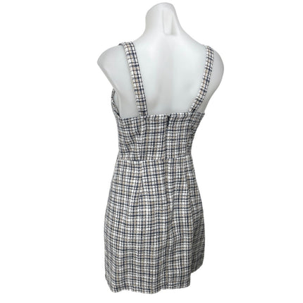 Abercrombie & Fitch Blue Tweed Plaid Checkered Sleeveless Cami Mini Tank Dress S