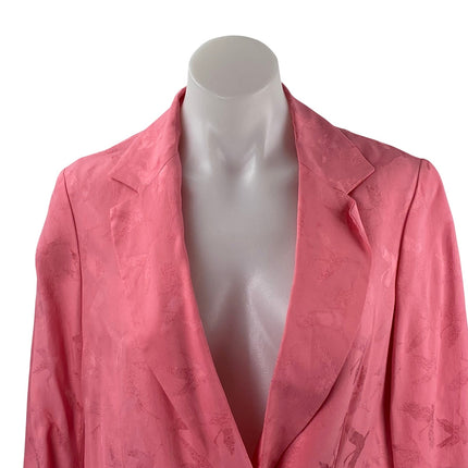 Maje Womens Pink Bird Jacquard Long Sleeve Notch Lapel Blazer Coat Jacket Size 6