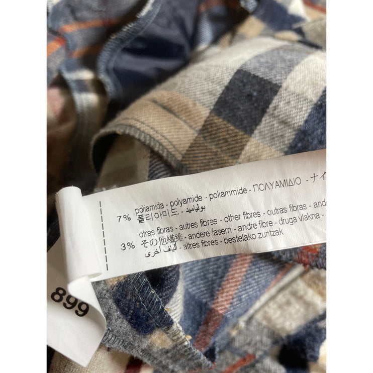 Zara Brown Wool Plaid Check Collared Long Sleeve Button Down Shirt Coat Jacket S