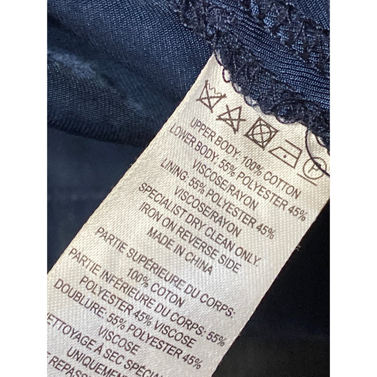 French Connection Navy Blue Floral Lace Sleeveless Drop Waist Tank Mini Dress 0