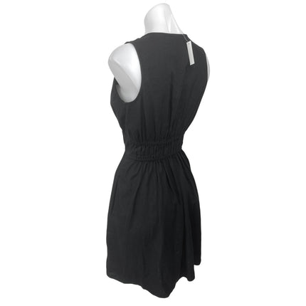 NEW Madewell Sophia Black Linen Sleeveless V-Neck Mini Fit & Flare Tank Dress XS