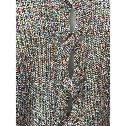 Express Women's Multicolored Braided Back Cut Out Long Sleeve Sweater Top Sz XS