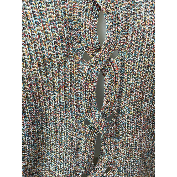 Express Women's Multicolored Braided Back Cut Out Long Sleeve Sweater Top Sz XS